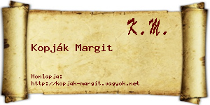 Kopják Margit névjegykártya